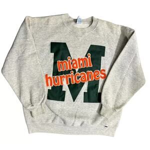 Vintage Miami Hurricanes Sweatshirt Gray Embroidered Logo Sportswear Mens XL